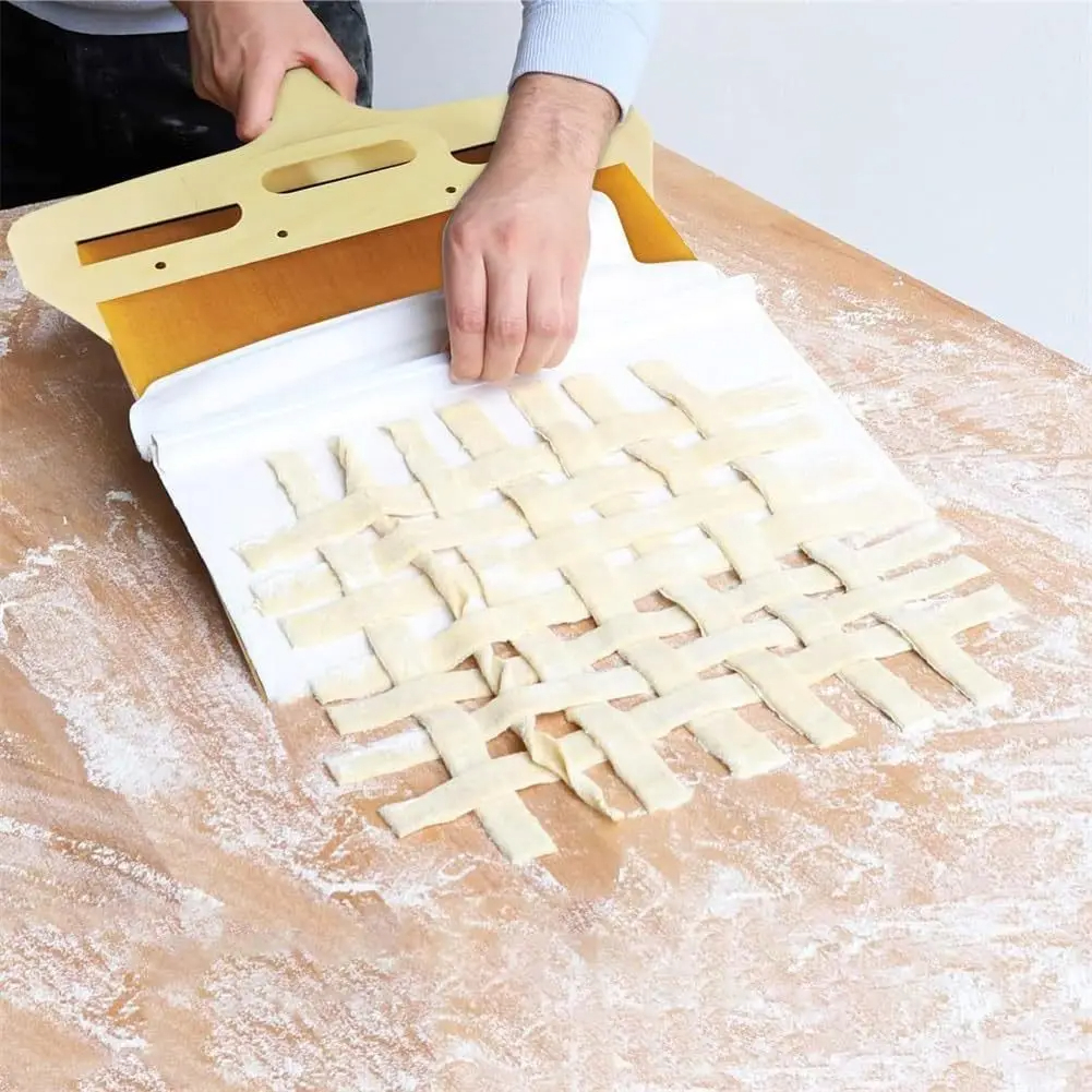 Top view of round handy pizza baking tray with pizza slice